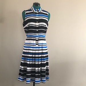 Calvin Klein US size 6 dress. Blue, white and black striped.
